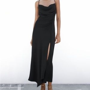 satin dress zara black